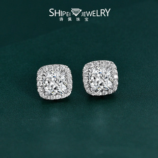 Shipei Jewelry 2022 New European and American Best Selling S925 Sterling Silver 1ct Fat Square 7*7 Earrings Joker Women Earrings INS