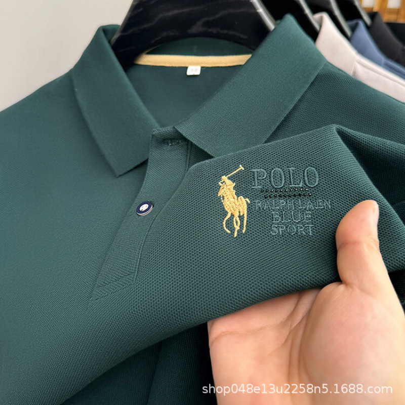 Summer New Men's Short-Sleeved Shirts, High-End Embroidered Lapel Shirts, Business Casual, Versatile Half-Sleeved Shirts for Men