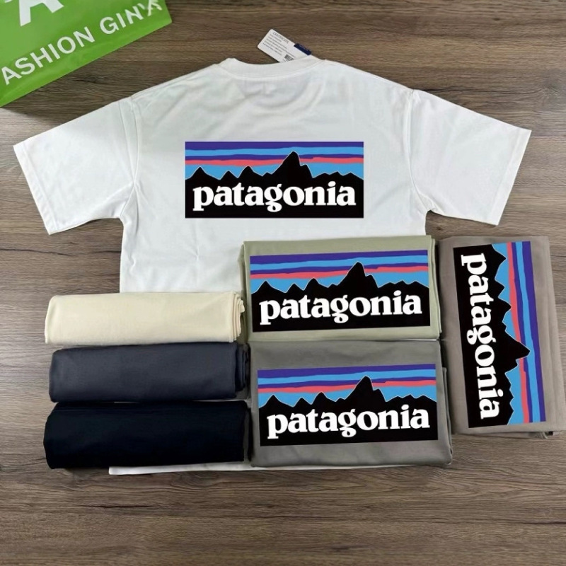 パタゴニア サマーマウンテンプリント カジュアル ゆったり ラウンドネック 半袖Tシャツ 男女兼用 カップルウェア 環境に優しいプリント|undefined