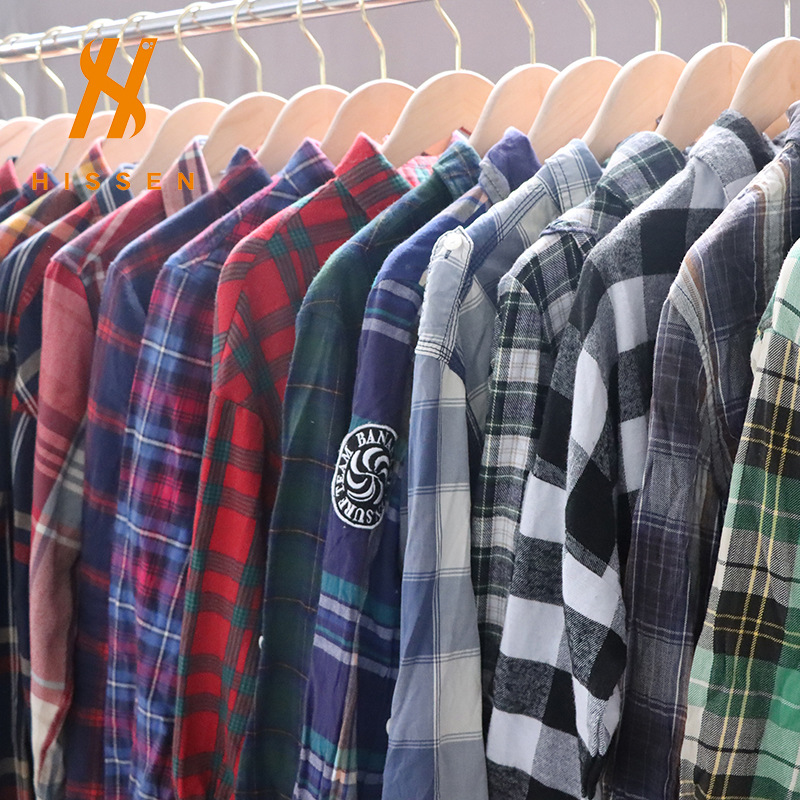 used plaid shirt二手男装格子衬衫男女款混合外贸衬衣出口中东