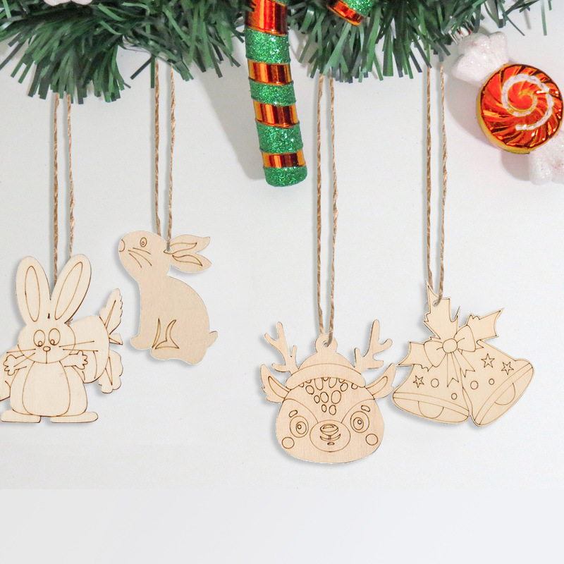 (Cross-border trading), wooden Christmas carved pendant, jewelry, Birthday gift 2