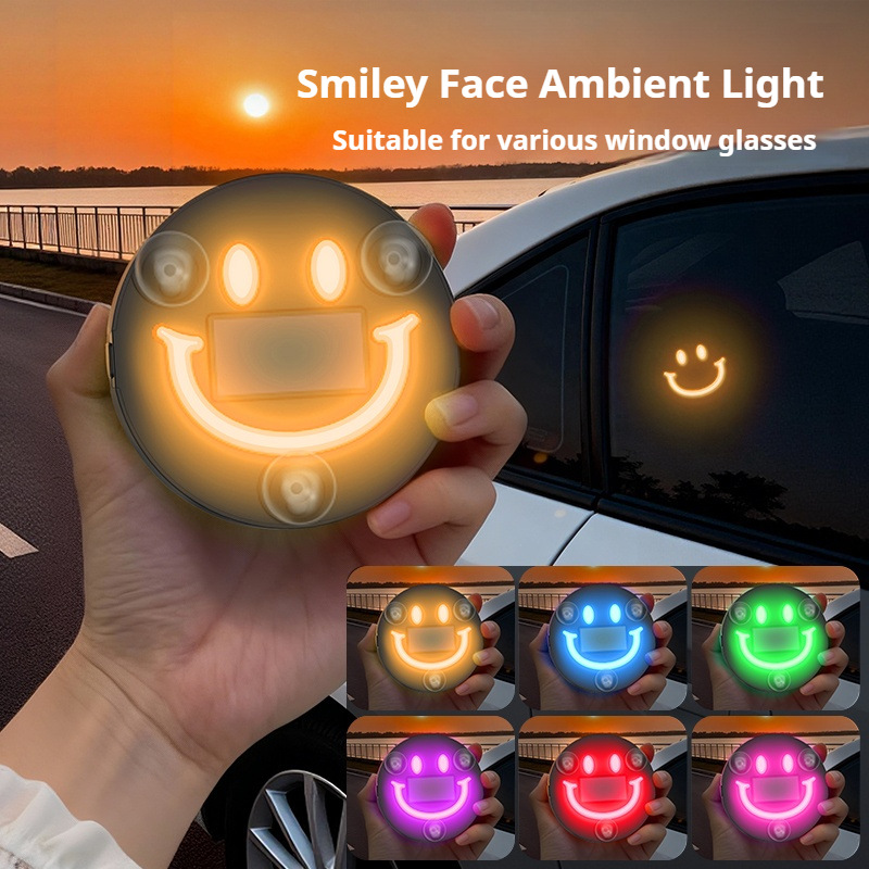 Ventana triangular del automóvil sonriente luz de atmósfera ventana triangular sensible a la luz inteligente decoración luminosa sin cableado luz de atmósfera LED