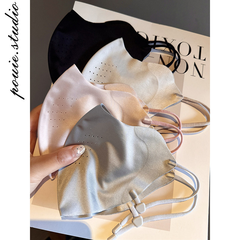Solid color silk summer thin breathable travel medical mask