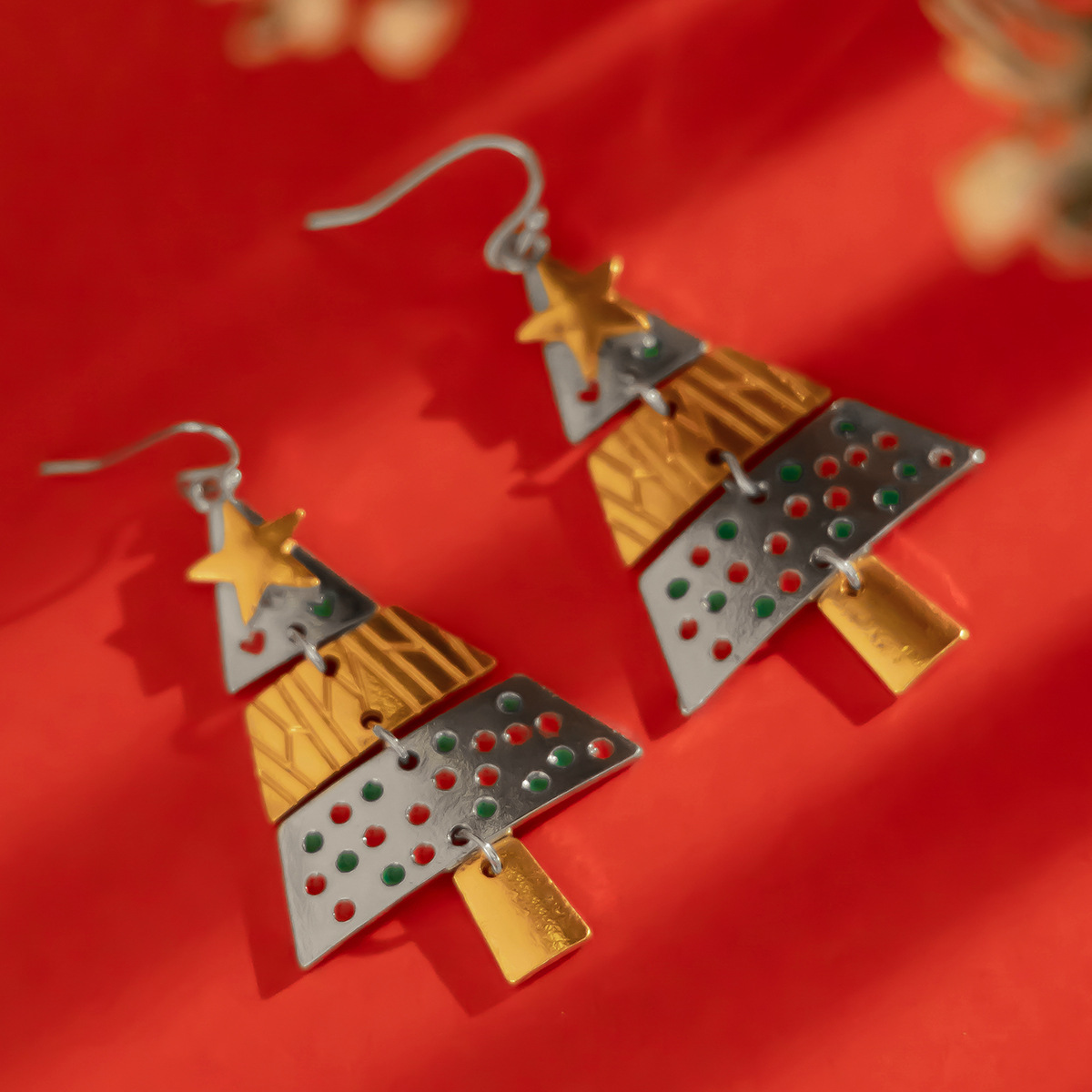 Weihnachtsbaum Anhänger Halskette Set Schmuck Geschenk Damen_voghion.com