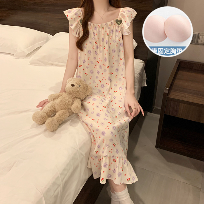 Z055# vestido de dormir - con almohadilla de pecho