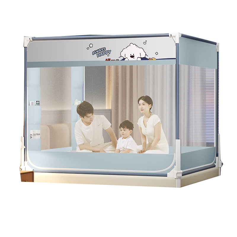 2025 nuevo elevador anti-caída mosquiteros para evitar la caída de la cerca de la cama para bebés y niños en el hogar dormitorio cremallera integral tela de patrón