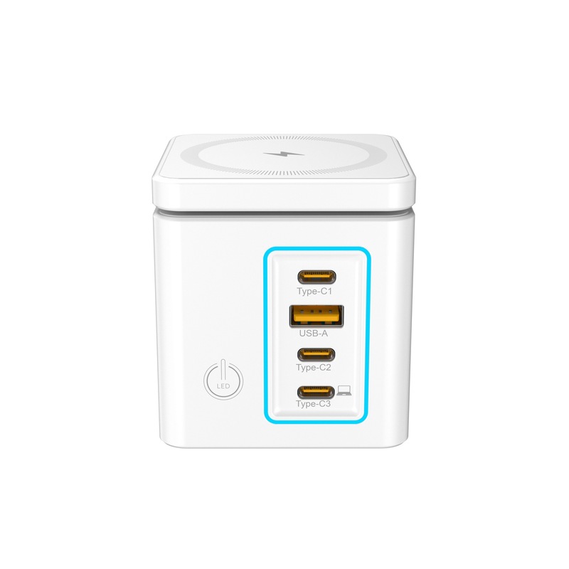 105W 多機能磁気ワイヤレス窒化ガリウム充電器 3-in-1 ダブル伸縮ケーブル ダブルワイヤレスデスクトップ充電ステーション|undefined