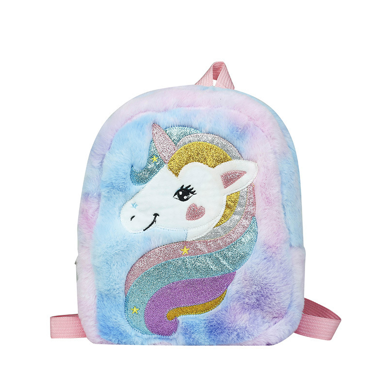 Nuevo bordado unicornio caricatura mochila de peluche mochila de gran capacidad para niñas mochila guardería lindas mochila