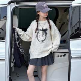 女童甜美毛衣冬装新款洋气儿童冬季加厚套头针织衫打底毛线上衣潮