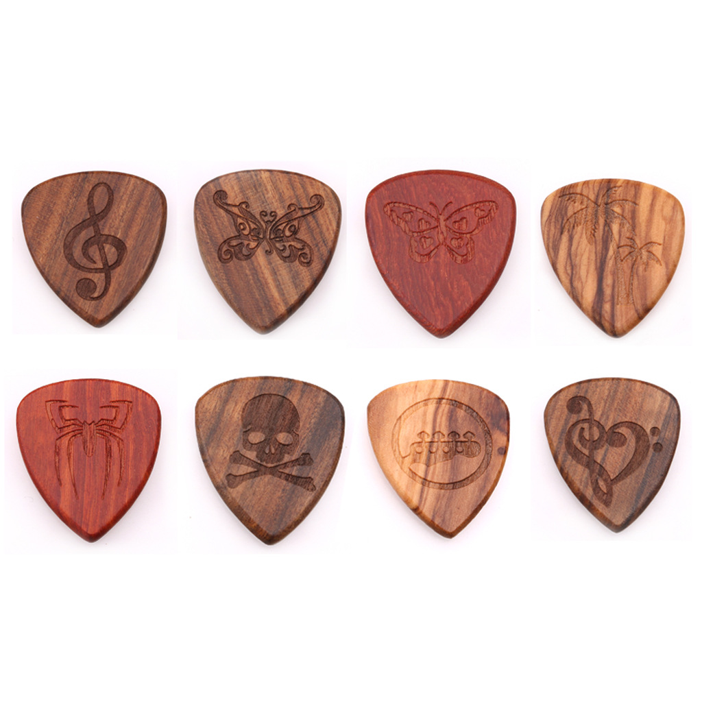 Color Block Notes Wood Guitar Pick 1 Piece display picture 2