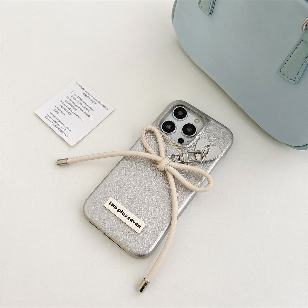 Patrón de cuero nacarado IPhone15promax love bowknot 14 Apple 15promax funda para teléfono ip13