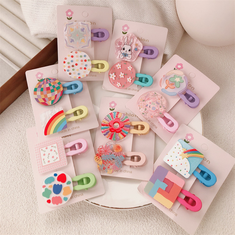 Cream Candy coreano para niños impresión de color flor gran patrón de patrón de boca de pato para niñas padres e hijos pintados en pulverización de colores
