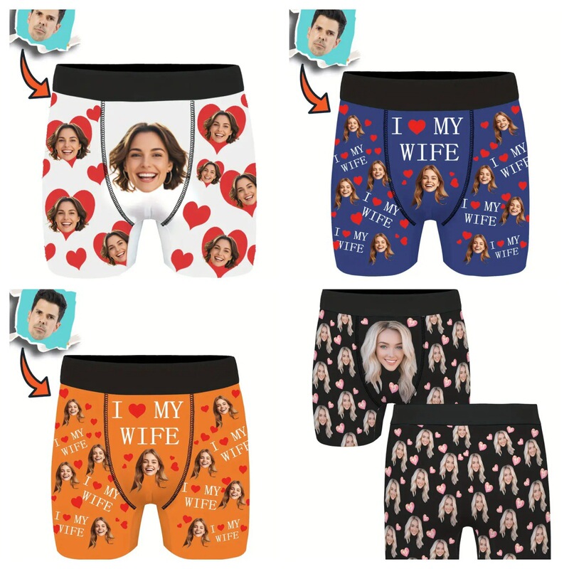 Cross-Border Foreign Trade Temu New Men's Boxer Briefs with Funny and Quirky Photos, European and American Style