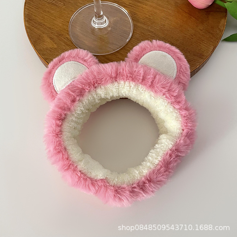 Banda para el cabello rosa fresa oso