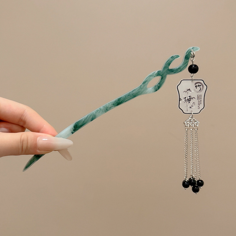 Nueva horquilla china, estilo antiguo femenino, cheongsam, accesorios para el cabello, horquilla de madera en la parte posterior de la cabeza, tocado de horquilla de todo fósforo con sentido avanzado