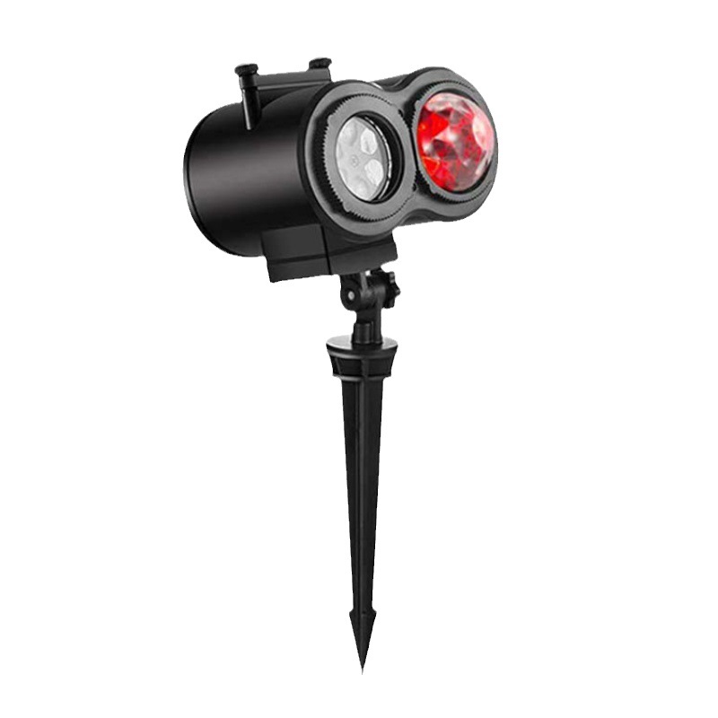 Proyector exterior impermeable de copos de nieve con doble tubo, 16 patrones y control remoto, luz decorativa para patio