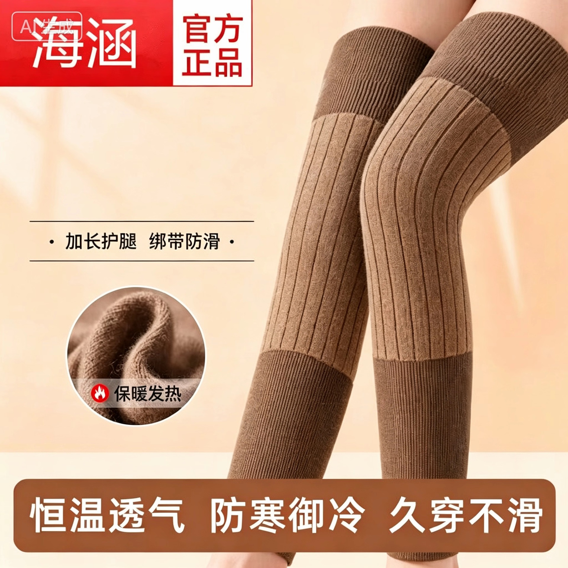 185g Knee Brace with Straps, Long Sleeve, Autumn and Winter Fleece-Lined, Cold-Proof and Warm-Keeping, Suitable for Men and Women, Middle-Aged and Elderly Joint Knee Protector