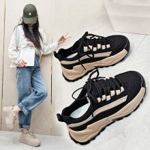 厚底老爹鞋女潮ins酷秋2024年新款炸街时尚百搭真皮运动加绒女鞋