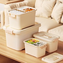 新款家用收纳箱奶油风高颜值客厅大容量衣服杂物整理储误收纳盒