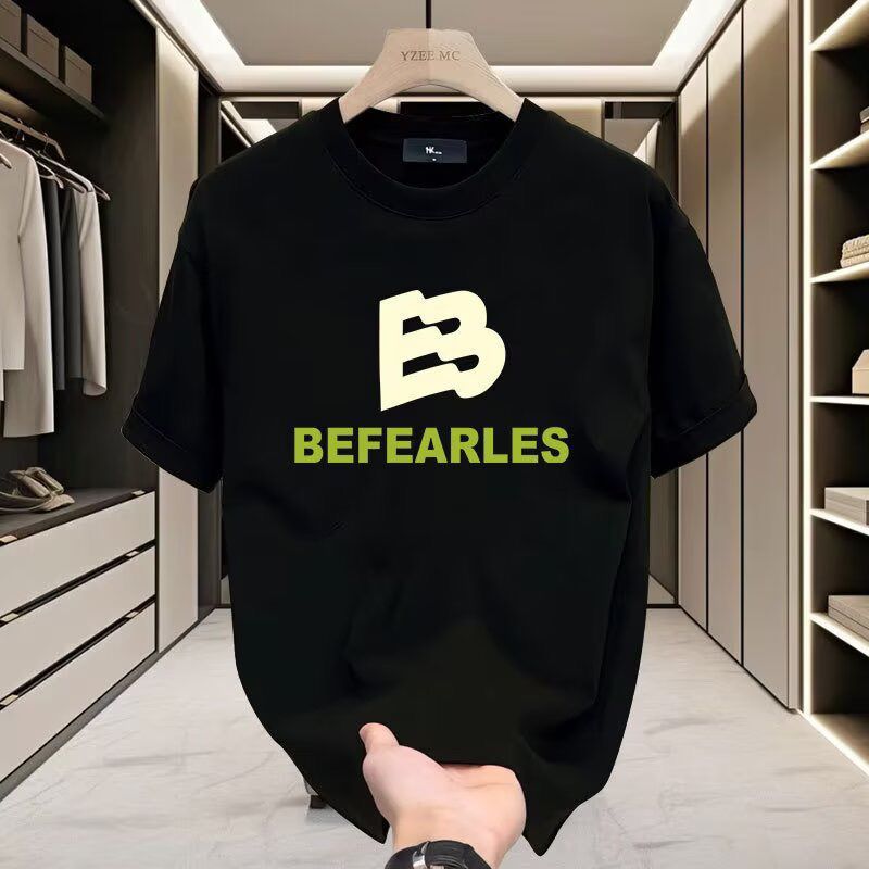 Herrenbekleidung, trendiges Oberteil aus schwerer Baumwolle für Damen und Herren, Sommerprint, Rundhalsausschnitt, kurze Ärmel, lockere Passform_voghion.com