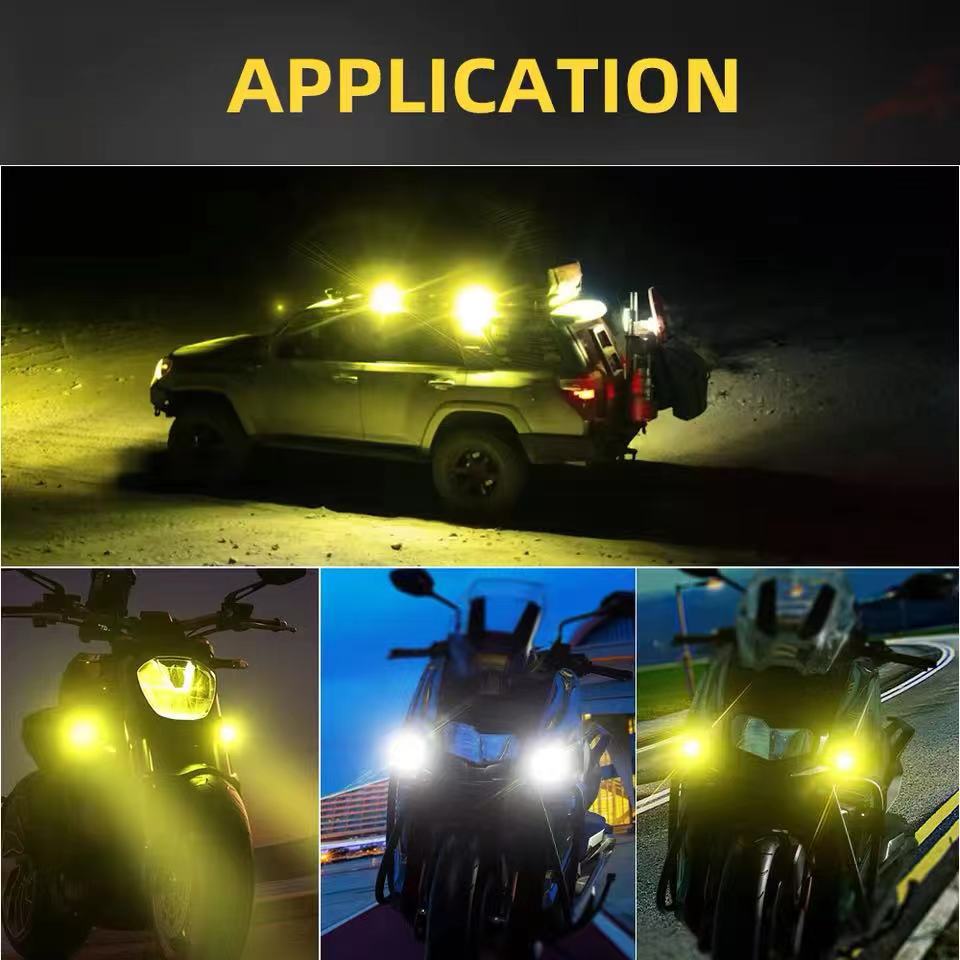 Cross-Border Supply of Led Skull Colorful External Spotlights Electric Motorcycle Modified Car Lights Wide Voltage Two-Color Flash
