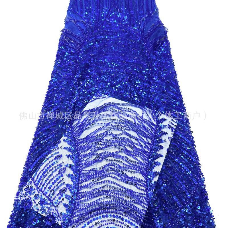 Fabricante pesado flange cuentas de tela de moda diseño europeo y americano vestido de cena vestido de tela