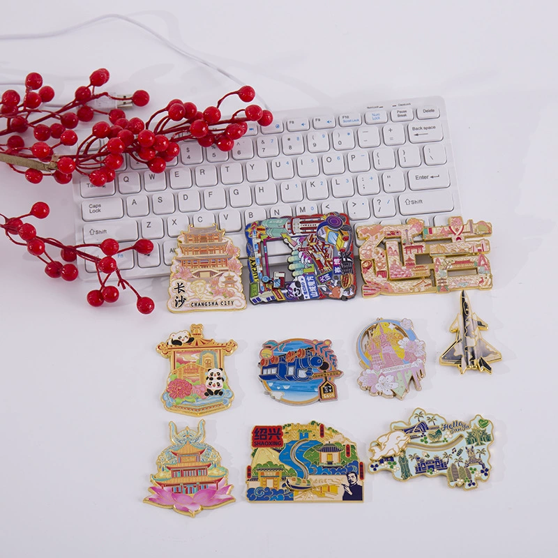 Металлические культурные и творческие магнитные магниты на холодильник, изготовленные на заказ, креативные памятные здания из цинкового сплава для путешествий, изготовленные на заказ для городов