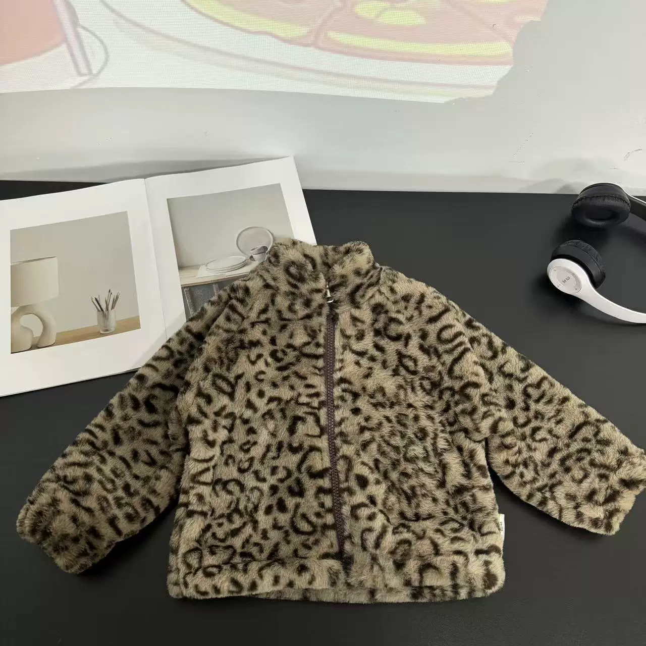 预售7天 2025新款冬季豹纹加绒外套男女童秋冬厚款百搭洋气中大童