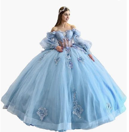 Flores vestido de adulto con mangas brillante con cuentas vestido dulce 2026 nuevo vestido de baile de hombro para mujeres image 20