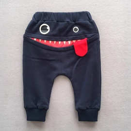 2025韩版春季儿童运动裤男女童纯色鳄鱼毛圈卡通小童新款外贸长裤