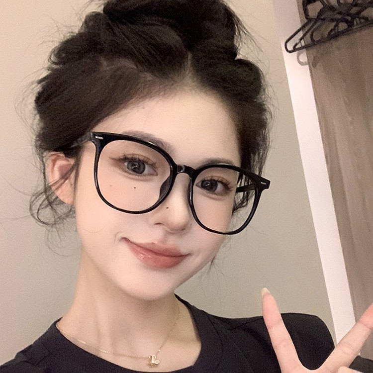 专业配超轻近视眼镜女可配有度数散光大框黑色素颜方圆脸眼睛框架|undefined