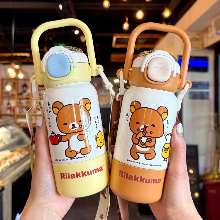 Fácil oso taza de paja para niños 316 taza de aislamiento de acero inoxidable para niñas de alto valor facial para estudiantes de la escuela taza de agua especial