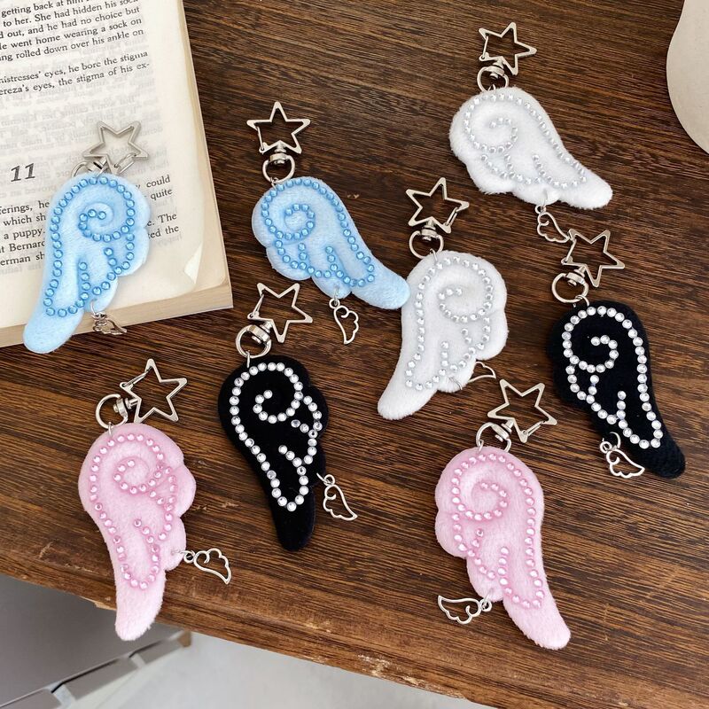 Fabric Rhinestone Wings Retro Y2K Vintage Japanese Style Keychain Angel Wings Bag Pendant Ins Style Fabric Rhinestone Wings Retro Y2K Vintage Japanese Style Keychain Angel Wings Bag Pendant Ins Style