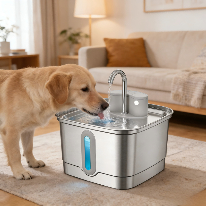 3.L Stainless Steel Pet Water Dispenser for Cats and Dogs, Automatic Circulating Water Feeder, Silent Model, Smart