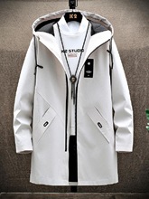 男士风衣潮流加绒中长款衣服韩版秋装秋冬季夹克外套加厚休闲男装