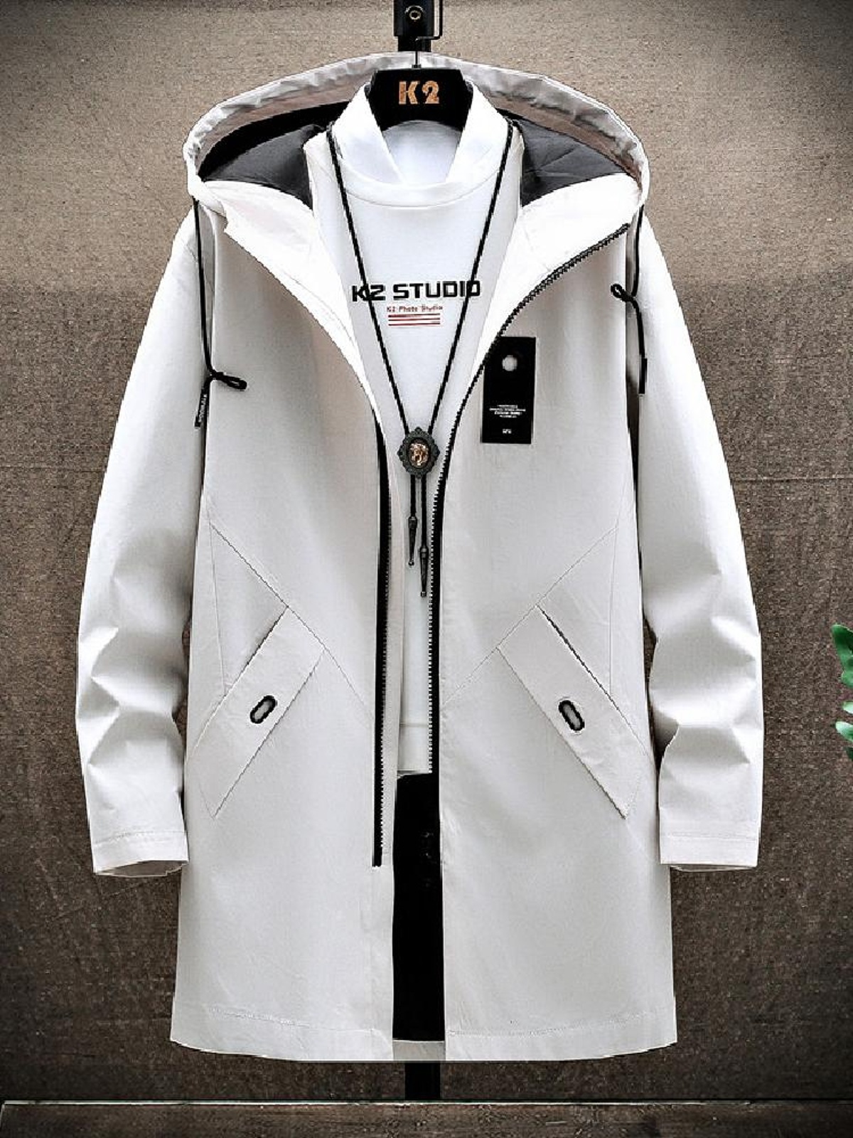 男士风衣潮流加绒中长款衣服韩版秋装秋冬季夹克外套加厚休闲男装