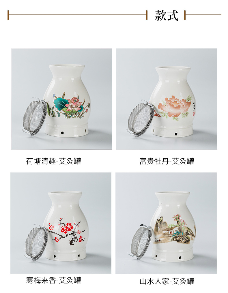 Ceramic Moxibustion Cup Massage Jar Multi-Function Warming Therapy Device for Home Body Care overview