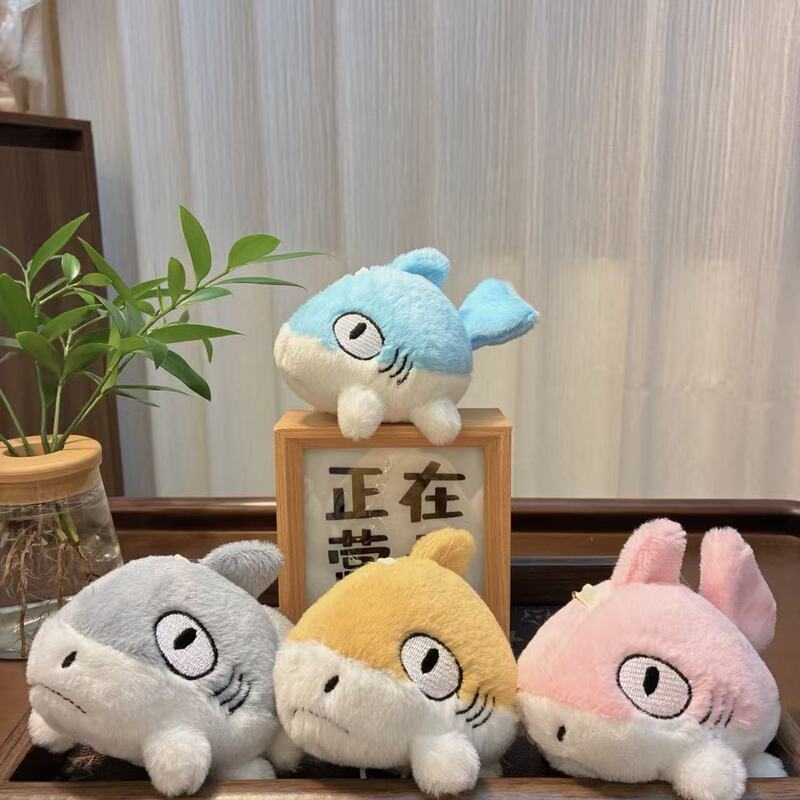 Pull-Out Tail-Wagging Shark Keychain Pendant Creative Plush Big Fish Eating Small Fish Backpack Decoration Wholesale
