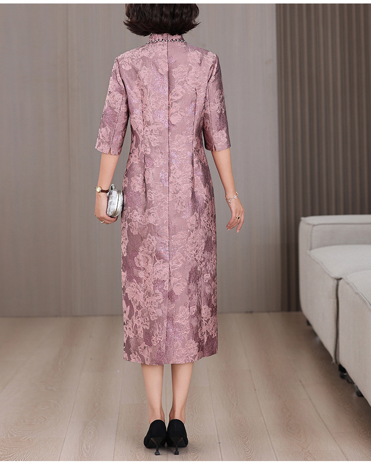 New Chinese-style Young Lady's Elegant For Mother-in-law's Wedding Banquet, Can Be Worn Casually, Slimming Cheongsam,_ecoleips.com