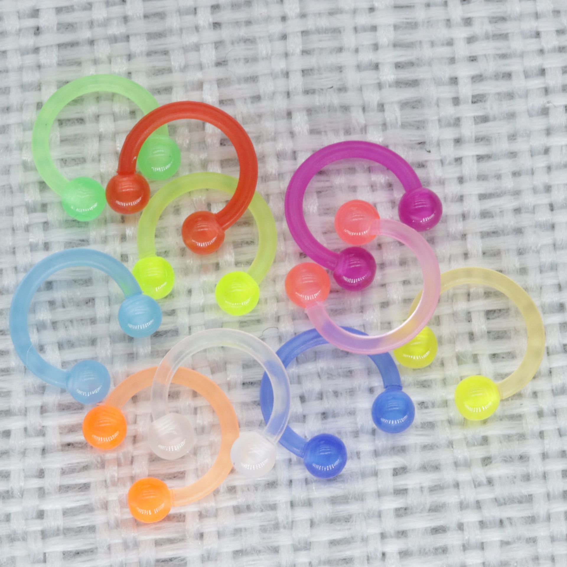 Cross-Border Acrylic Colorful Nose Studs, Round Ball, Horseshoe, Soft Rod, Luminous Nose Studs, Nose Rings, Manufacturer Jewelry Wholesale