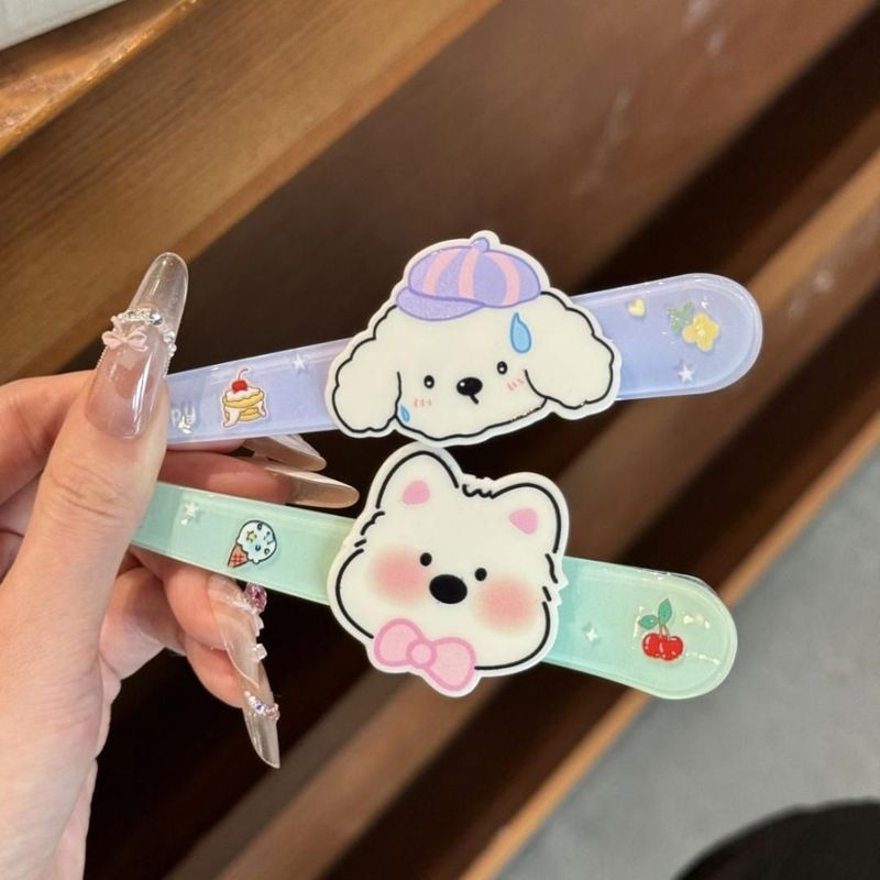 亚克力糖果色小狗长条发夹日系甜美百搭少女侧边刘海发卡发饰批发|undefined