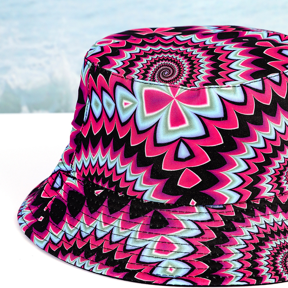 2023 nuevo desgaste de doble cara vórtice tie-dye sombrero hombres y mujeres europeos y americanos de la calle ocio al aire libre sol sombrero pareja pescador