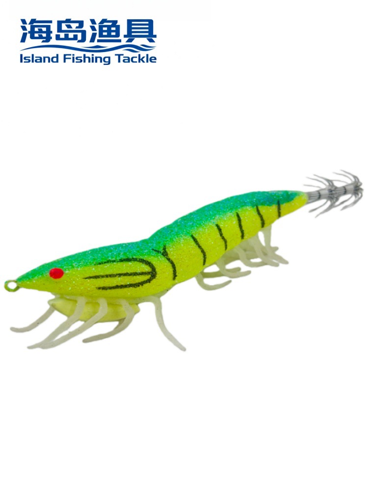 Wholesale wooden shrimp fake bait Luya bottom fishing bait soft foot shrimp bait with ringing bead root fishing trolling bass soft bait 5