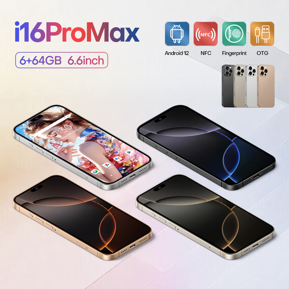 i16promax cross-border 4G network 6 64 in stock NFC new explosions 6.58 inch Android smartphone foreign trade generation