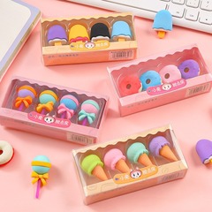 Candy-colored pencil eraser simulation dessert eraser, 3D detachable and assembly cute box packaging eraser, wholesale