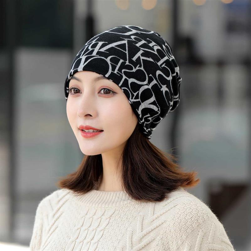 Sombrero calvo de otoño y invierno de doble capa, sombrero de luna, algodón transpirable, sombrero de dormir caliente para la madre