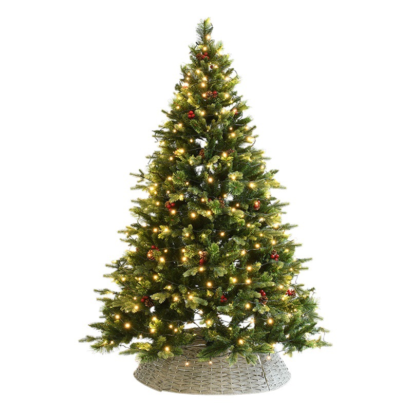 Hong Kong Heng Navidad transfronteriza 2,4 m gran conjunto de lujo árbol de Navidad hoja mixta con fruta decoración del hogar árbol de Navidad