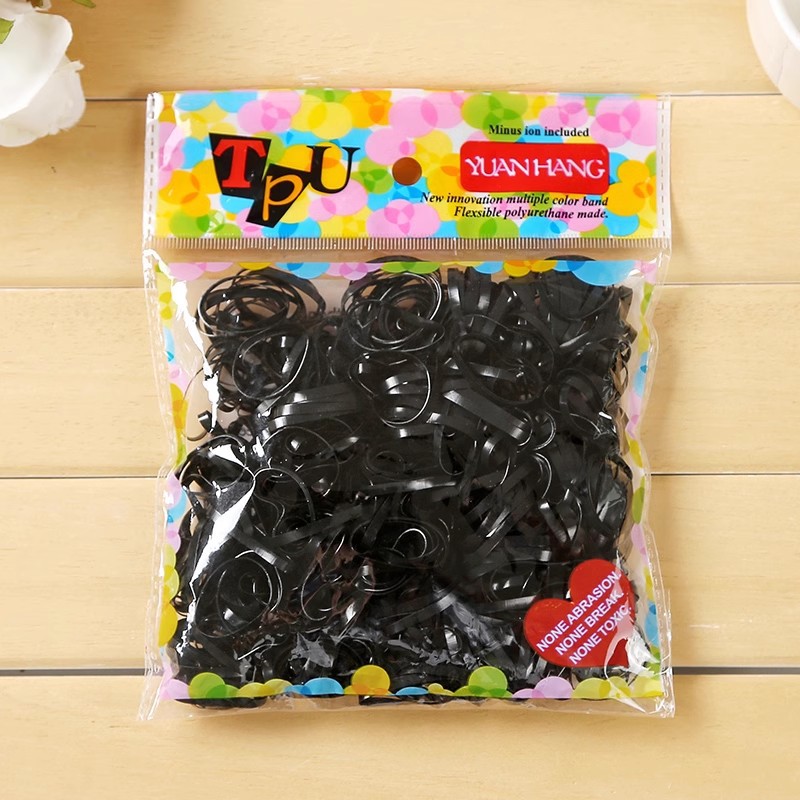 Banda de goma de las mujeres lazo del pelo engrosada banda de pelo desechable de alta elástico negro anillo de goma pequeña cuerda de pelo temperamento adulto