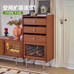 中古风实木立柜客厅小户型电视沙发边柜靠墙窄柜家用卧室储物斗柜