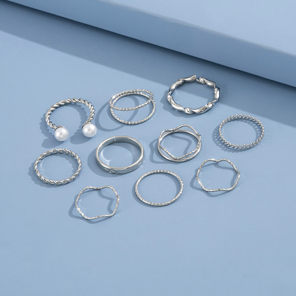 Geometric Pattern Retro Geometric Alloy Plating No Inlaid Women'S Ring Sets